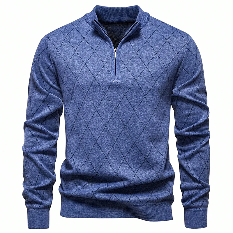 Mens Fashion Sweater Half Zip Collar