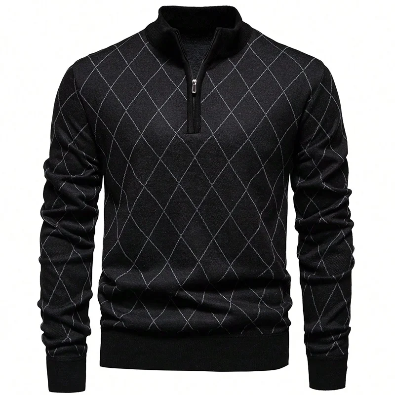 Mens Fashion Sweater Half Zip Collar
