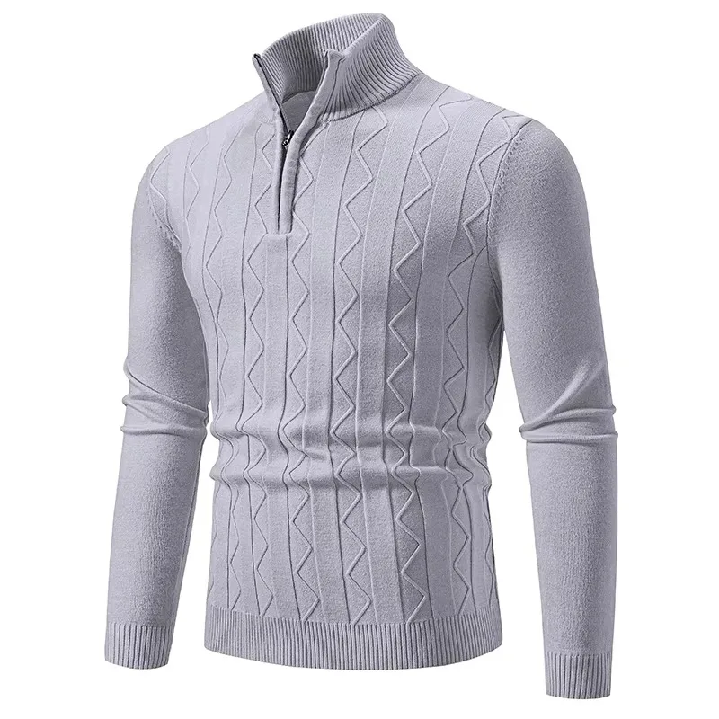 Quarter Zip Sweater Men's Pullover Knit Long Sleeve Sweater