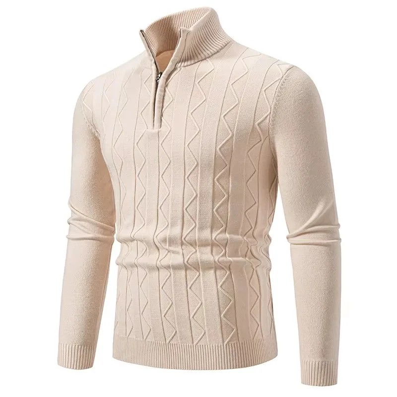 Quarter Zip Sweater Men's Pullover Knit Long Sleeve Sweater